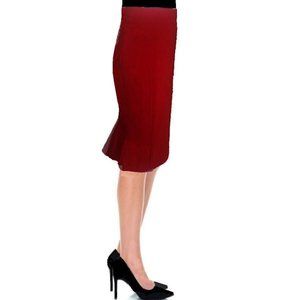 Zara Red Pencil Skirt with Back Flare Ruffle Hem Small S New Pleated